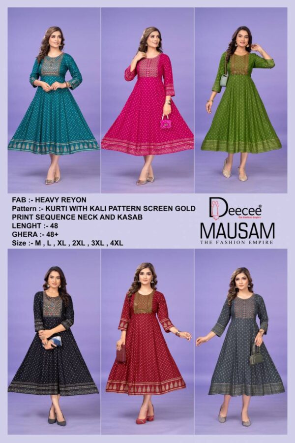 Deecee Mausam Casual Wear Rayon Printed Kurtis Wholesale Catalog Collection Supplier - Image 8