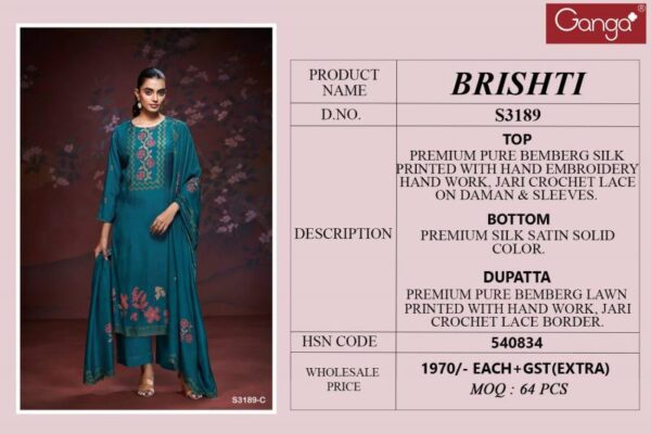 Ganga Brishti Bemberg Silk Printed Salwar Kameez Wholesale Catalog Collection Exporter - Image 7