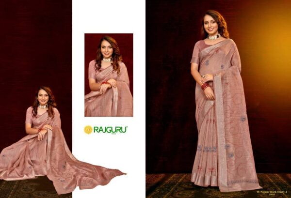 Rajguru Nigam Work Dusty 2 Cotton With Embroidery Saree Wholesale Catalog Collection Exporter - Image 4