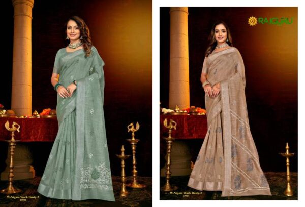Rajguru Nigam Work Dusty 2 Cotton With Embroidery Saree Wholesale Catalog Collection Exporter - Image 5