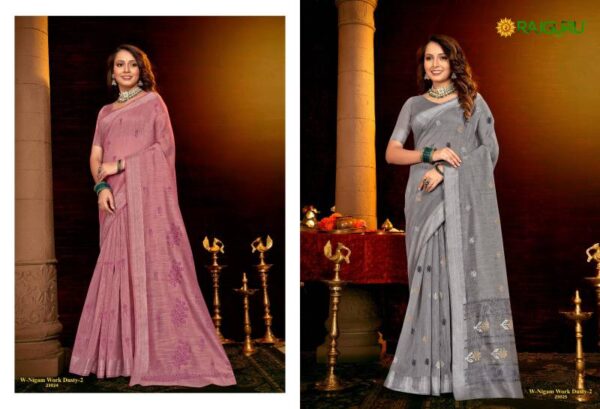 Rajguru Nigam Work Dusty 2 Cotton With Embroidery Saree Wholesale Catalog Collection Exporter - Image 2