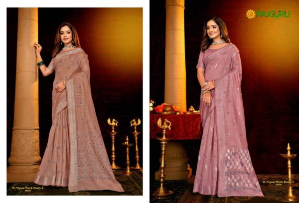 Rajguru Nigam Work Dusty 2 Cotton With Embroidery Saree Wholesale Catalog Collection Exporter - Image 3