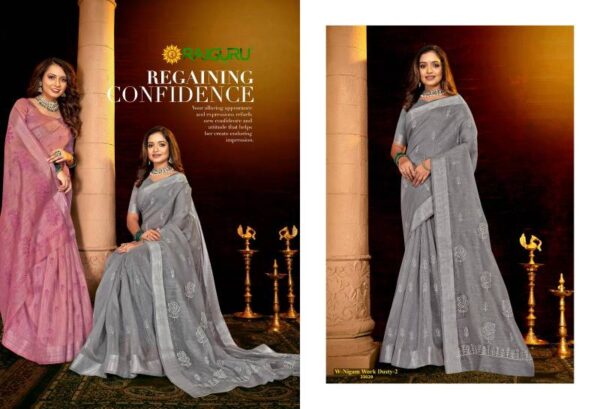 Rajguru Nigam Work Dusty 2 Cotton With Embroidery Saree Wholesale Catalog Collection Exporter - Image 7