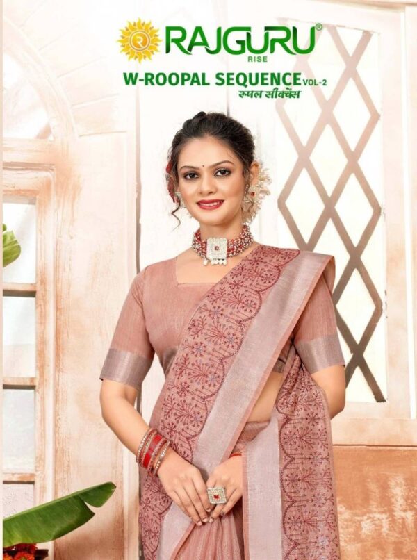 Rajguru Roopal Sequence Vol 2 Cotton With Embroidery Saree Wholesale Catalog Collection Exporter