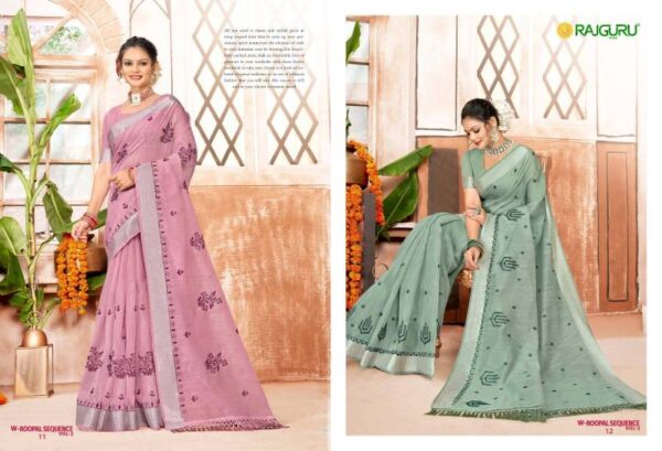 Rajguru Roopal Sequence Vol 2 Cotton With Embroidery Saree Wholesale Catalog Collection Exporter - Image 5