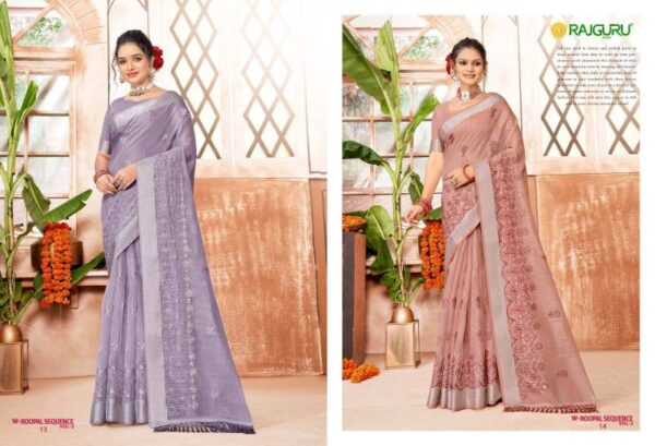 Rajguru Roopal Sequence Vol 2 Cotton With Embroidery Saree Wholesale Catalog Collection Exporter - Image 6