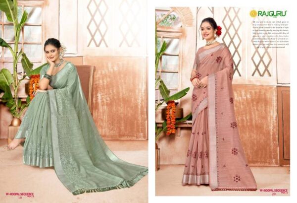 Rajguru Roopal Sequence Vol 2 Cotton With Embroidery Saree Wholesale Catalog Collection Exporter - Image 7