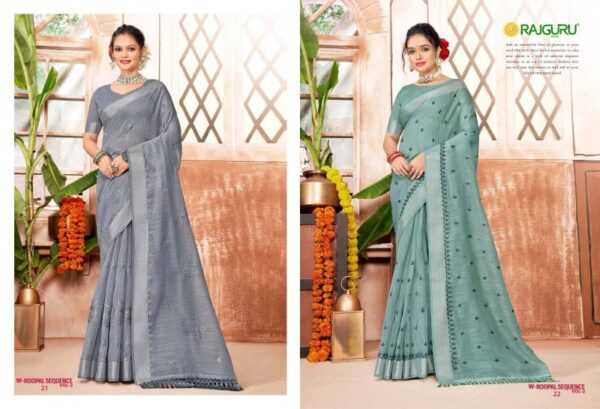 Rajguru Roopal Sequence Vol 2 Cotton With Embroidery Saree Wholesale Catalog Collection Exporter - Image 3