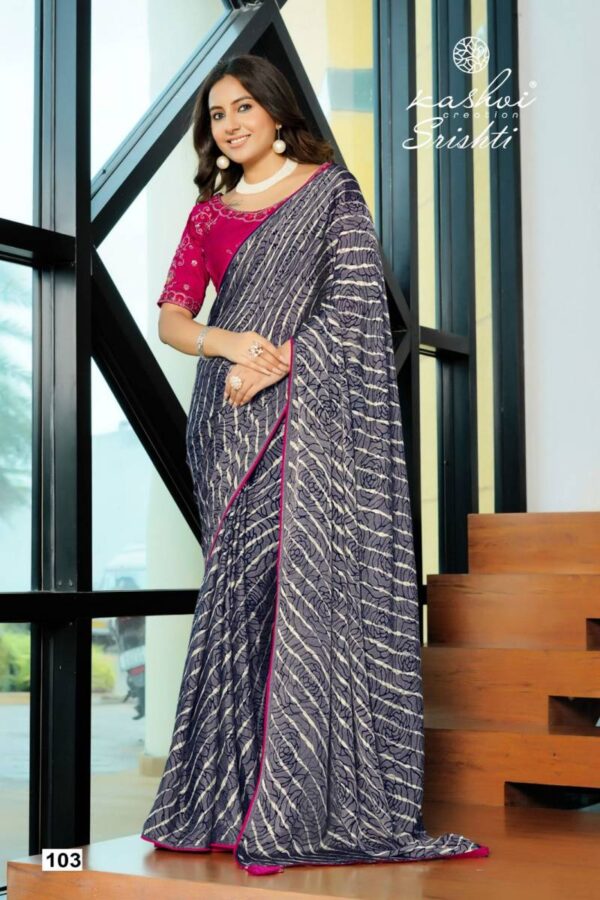 Kashvi Srishti Dull Moss Brasso Printed Saree Wholesale Catalog Collection Supplier - Image 9