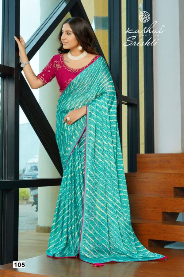 Kashvi Srishti Dull Moss Brasso Printed Saree Wholesale Catalog Collection Supplier - Image 5