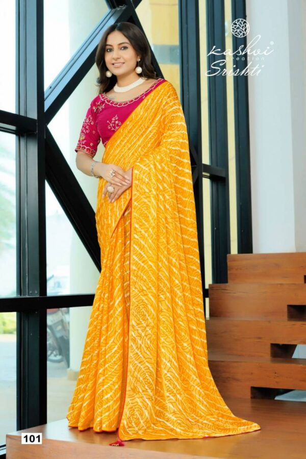 Kashvi Srishti Dull Moss Brasso Printed Saree Wholesale Catalog Collection Supplier - Image 8
