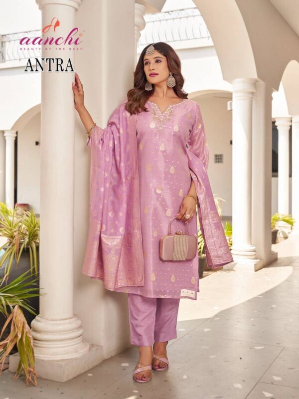 Aanchi Antra Shimmer Jacquard Kurti Bottom With Dupatta Wholesale Catalog Collection Exporter - Image 3