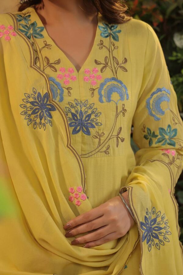 Naisha K 153 Mul Chanderi Kurti Bottom With Dupatta Wholesale Catalog Collection Supplier - Image 7