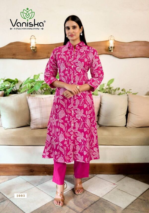 Vaniska Flower Velly Vol 1 Vatican Print Aline Kurti With Bottom Wholesale Catalog Collection Exporter - Image 4