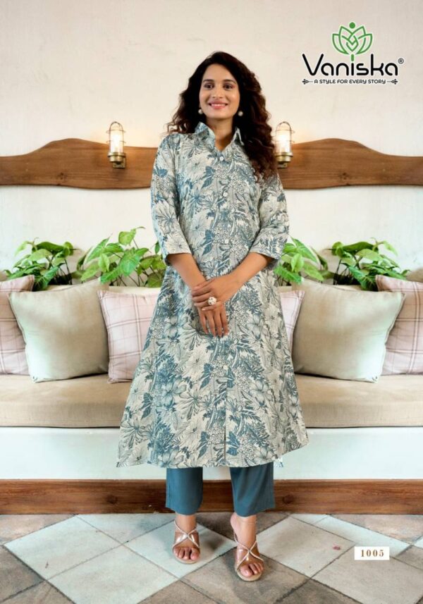 Vaniska Flower Velly Vol 1 Vatican Print Aline Kurti With Bottom Wholesale Catalog Collection Exporter - Image 5
