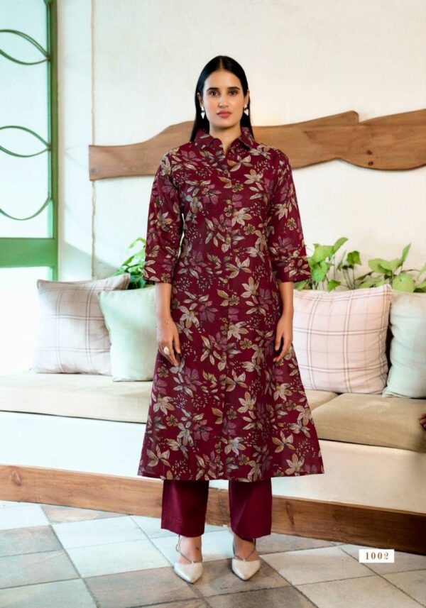 Vaniska Flower Velly Vol 1 Vatican Print Aline Kurti With Bottom Wholesale Catalog Collection Exporter - Image 6