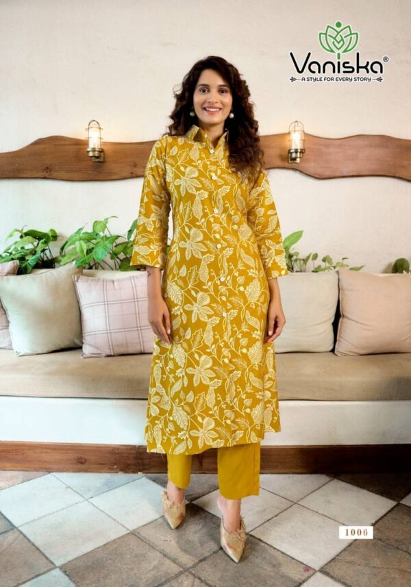 Vaniska Flower Velly Vol 1 Vatican Print Aline Kurti With Bottom Wholesale Catalog Collection Exporter - Image 7