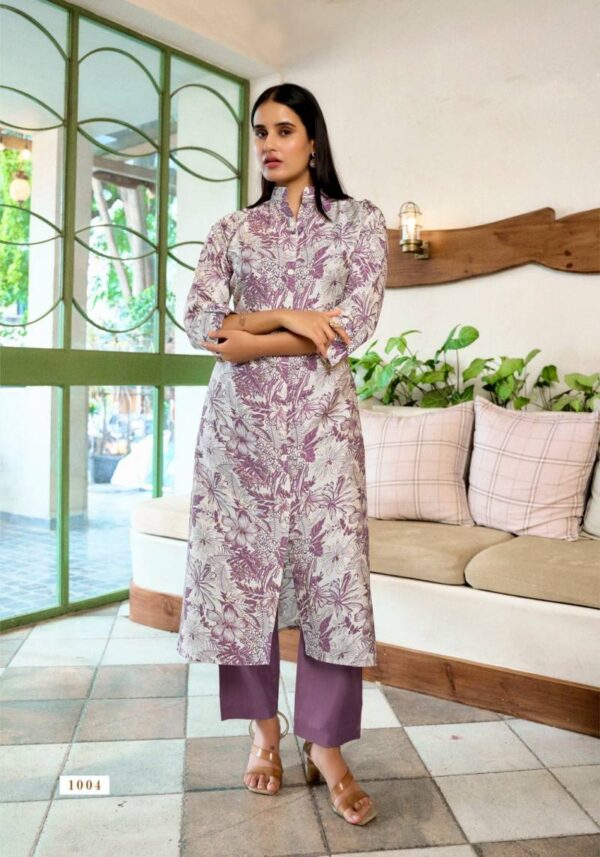 Vaniska Flower Velly Vol 1 Vatican Print Aline Kurti With Bottom Wholesale Catalog Collection Exporter - Image 2