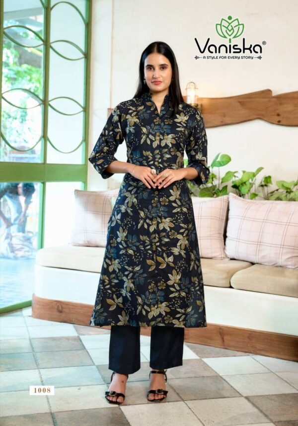 Vaniska Flower Velly Vol 1 Vatican Print Aline Kurti With Bottom Wholesale Catalog Collection Exporter - Image 9