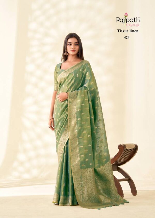 Rajpath Kanvas Silk Tissue Linen Fancy Sarees Wholesale Catalog Collection Exporter - Image 2