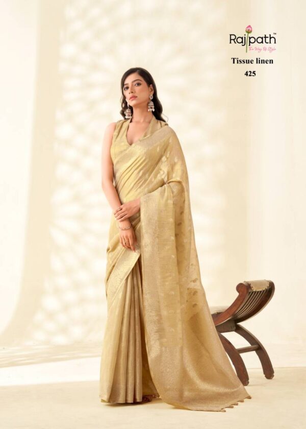 Rajpath Kanvas Silk Tissue Linen Fancy Sarees Wholesale Catalog Collection Exporter - Image 4