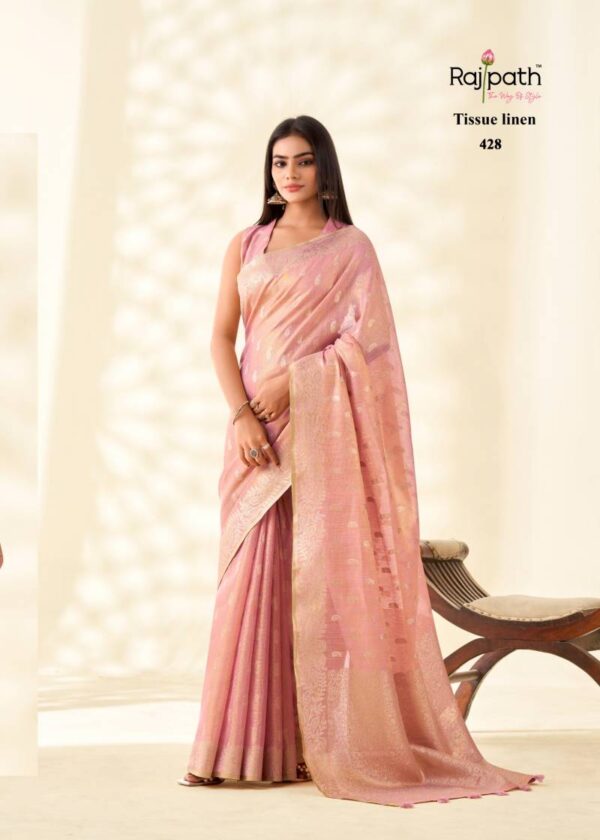 Rajpath Kanvas Silk Tissue Linen Fancy Sarees Wholesale Catalog Collection Exporter - Image 5