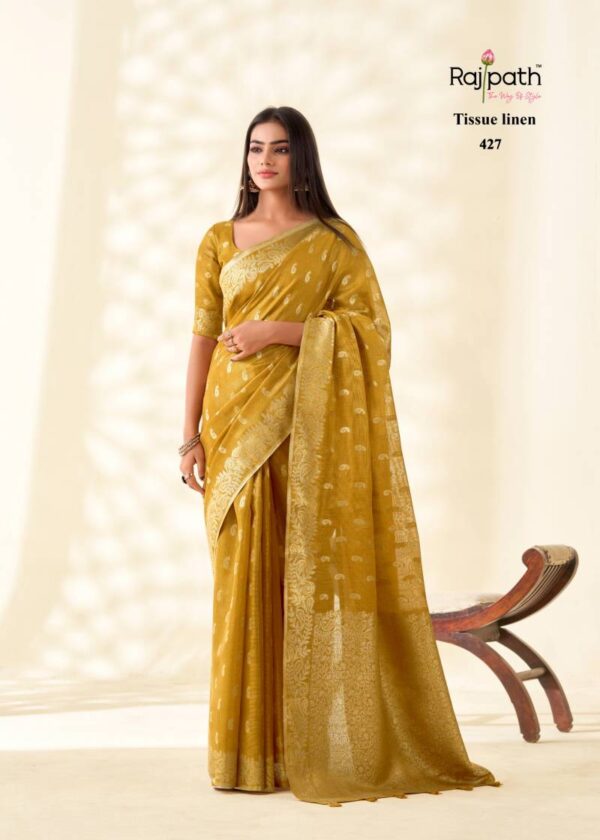 Rajpath Kanvas Silk Tissue Linen Fancy Sarees Wholesale Catalog Collection Exporter - Image 6