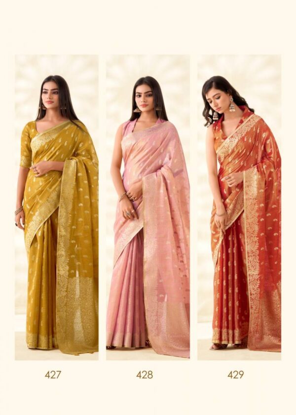Rajpath Kanvas Silk Tissue Linen Fancy Sarees Wholesale Catalog Collection Exporter - Image 9