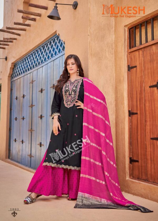 Mukesh Rang Rasiya Rayon Embroidered Readymade Wholesale Catalog Collection Supplier - Image 3