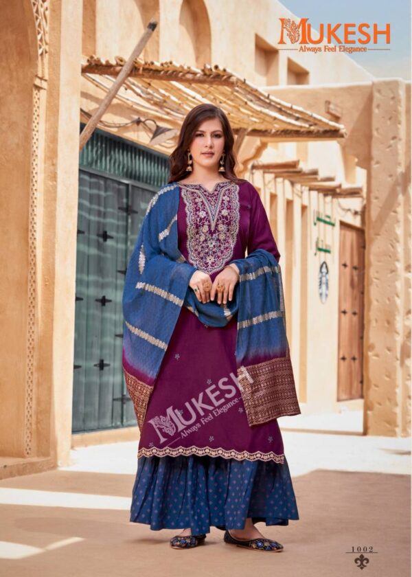 Mukesh Rang Rasiya Rayon Embroidered Readymade Wholesale Catalog Collection Supplier - Image 4
