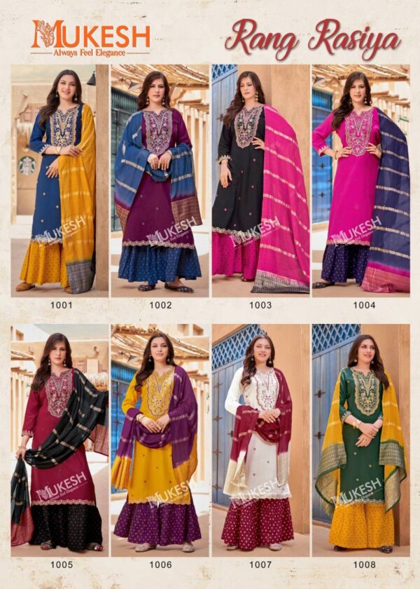 Mukesh Rang Rasiya Rayon Embroidered Readymade Wholesale Catalog Collection Supplier - Image 9