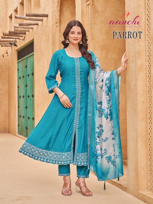 Aanchi Parrot Vatican Kurti Bottom With Dupatta Wholesale Catalog Collection Supplier - Image 3