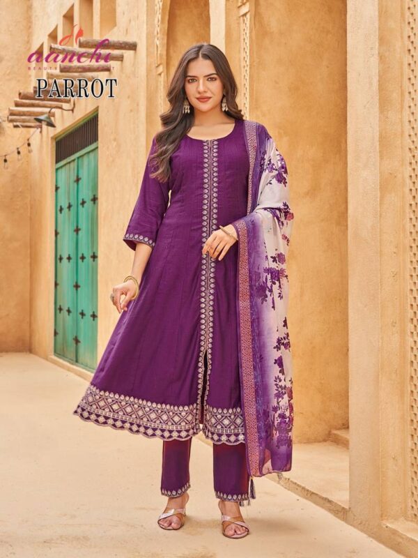 Aanchi Parrot Vatican Kurti Bottom With Dupatta Wholesale Catalog Collection Supplier - Image 4