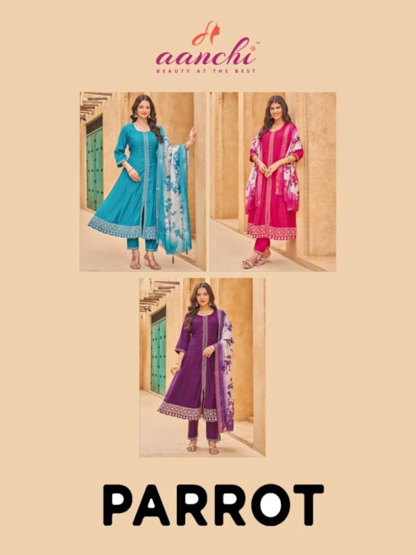 Aanchi Parrot Vatican Kurti Bottom With Dupatta Wholesale Catalog Collection Supplier - Image 5