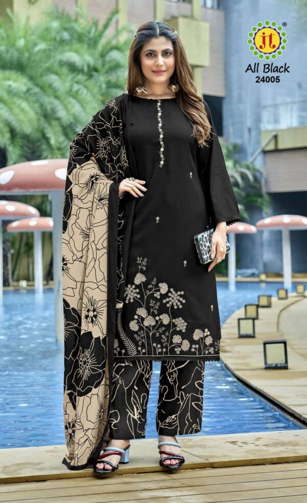 Jt All Black Vol 24 Rayon Embroidered Dress Material Wholesale Catalog Collection Supplier - Image 5