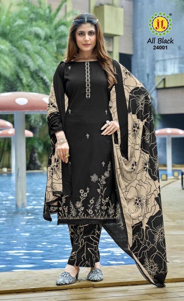 Jt All Black Vol 24 Rayon Embroidered Dress Material Wholesale Catalog Collection Supplier - Image 6
