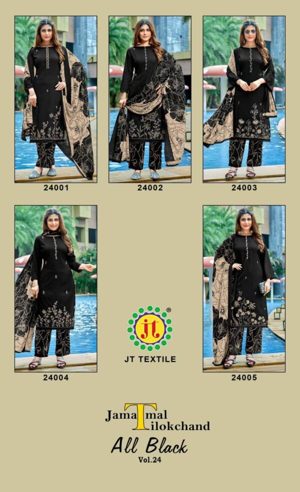 Jt All Black Vol 24 Rayon Embroidered Dress Material Wholesale Catalog Collection Supplier - Image 7