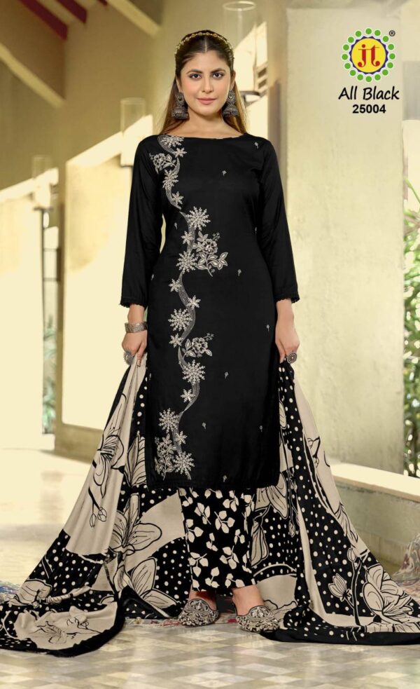 Jt All Black Vol 25 Rayon Embroidered Dress Material Wholesale Catalog Collection Exporter - Image 3
