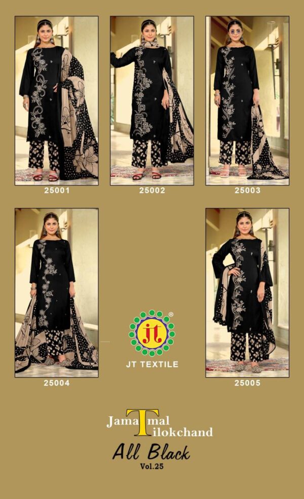 Jt All Black Vol 25 Rayon Embroidered Dress Material Wholesale Catalog Collection Exporter - Image 2