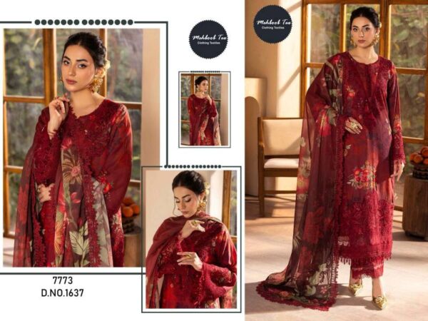 Mehboob Tex Adan Libas Vol 2 Chiffon Dupatta Pakistani Salwar Suits Wholesale Catalog Collection - Image 3