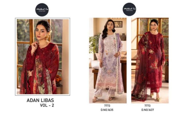 Mehboob Tex Adan Libas Vol 2 Chiffon Dupatta Pakistani Salwar Suits Wholesale Catalog Collection - Image 5