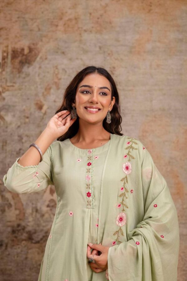 Naisha K 155 Mulmul Embroidered Kurti Bottom With Dupatta Wholesale Catalog Collection Exporter - Image 5