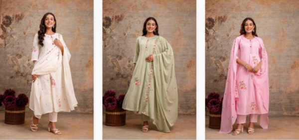 Naisha K 155 Mulmul Embroidered Kurti Bottom With Dupatta Wholesale Catalog Collection Exporter - Image 7