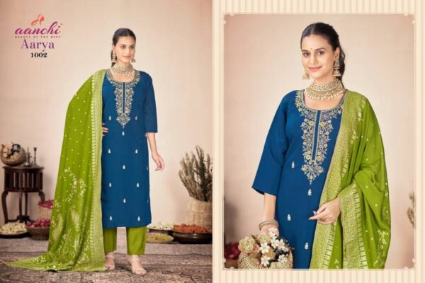 Aanchi Aarya Roman Silk Kurti Bottom With Dupatta Wholesale Catalog Collection Supplier - Image 3