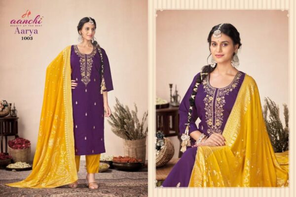 Aanchi Aarya Roman Silk Kurti Bottom With Dupatta Wholesale Catalog Collection Supplier - Image 4