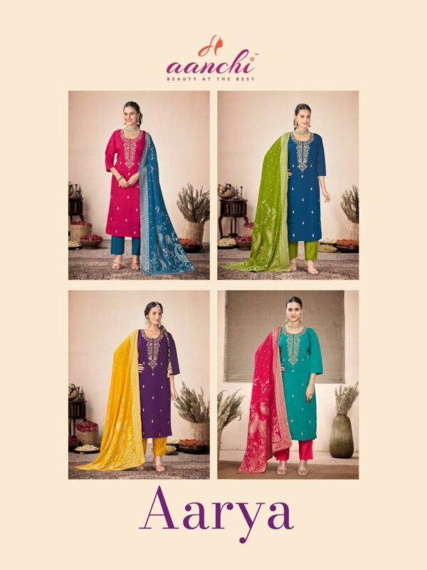 Aanchi Aarya Roman Silk Kurti Bottom With Dupatta Wholesale Catalog Collection Supplier - Image 5