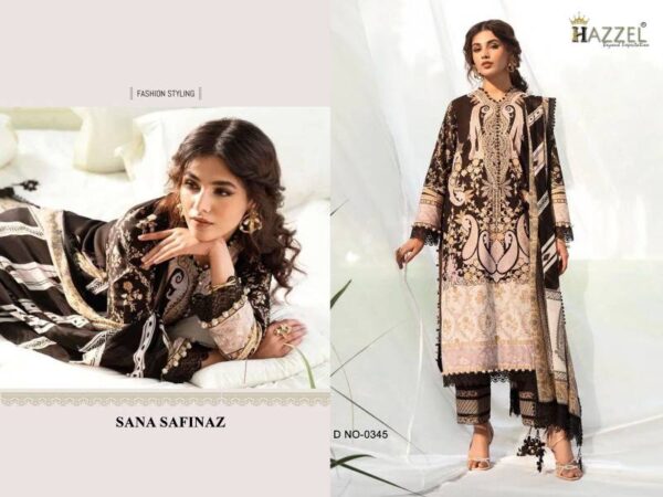 Hazzel Sana Safinaz 0345 Chiffon Dupatta Pakistani Salwar Kameez Wholesale Catalog Collection Supplier - Image 2
