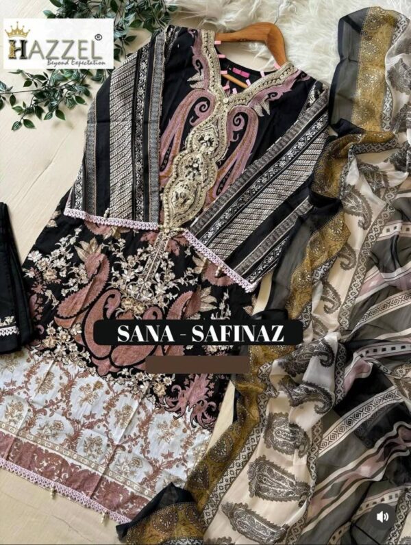 Hazzel Sana Safinaz 0345 Chiffon Dupatta Pakistani Salwar Kameez Wholesale Catalog Collection Supplier