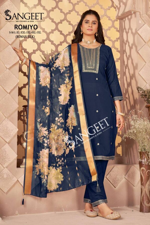 Sangeet Romiyo Roman Silk Kurti Bottom With Dupatta Wholesale Catalog Collection Supplier - Image 3