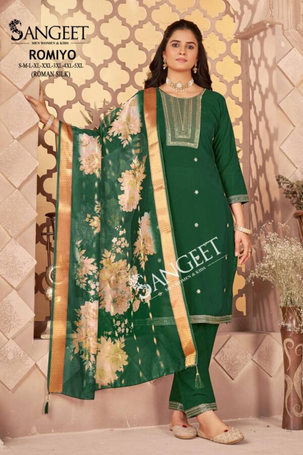 Sangeet Romiyo Roman Silk Kurti Bottom With Dupatta Wholesale Catalog Collection Supplier - Image 4